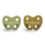 Lot de 2 Tétines Hevea planet rondes 3-36 mois caoutchouc naturel hunter_green_3-36_round_olive_01