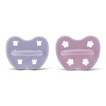 Lot de 2 Tétines Hevea planet physiologiques en Caoutchouc naturel 3-36 mois light orchidée  et dusty violet