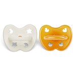 Lot de 2 tétines Hevea Planet symétriques 3-36 mois en Milky white  &  naturel caoutchouc naturel