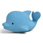 Dauphin bleu Tikiri, jouet de bain en caoutchouc naturel, vue de profil gauche