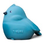 Oiseau bleu Tikiri en caoutchouc naturel, logo Tikiri gravé sur le ventre