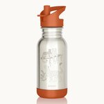 Gourde inox enfant Loopy Gaspajoe 400 ml motif léopards, bouchon sport et base orange