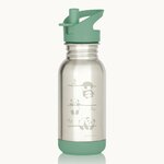 Gourde inox enfant Loopy Gaspajoe 400 ml motif pandas, bouchon sport et base vert d’eau