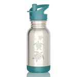 Gourde inox enfant Loopy Gaspajoe 400 ml motif tortues, bouchon sport et base turquoise
