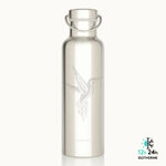Gourde isotherme inox Groovy Gaspajoe motif colibri, bouchon et anse inox
