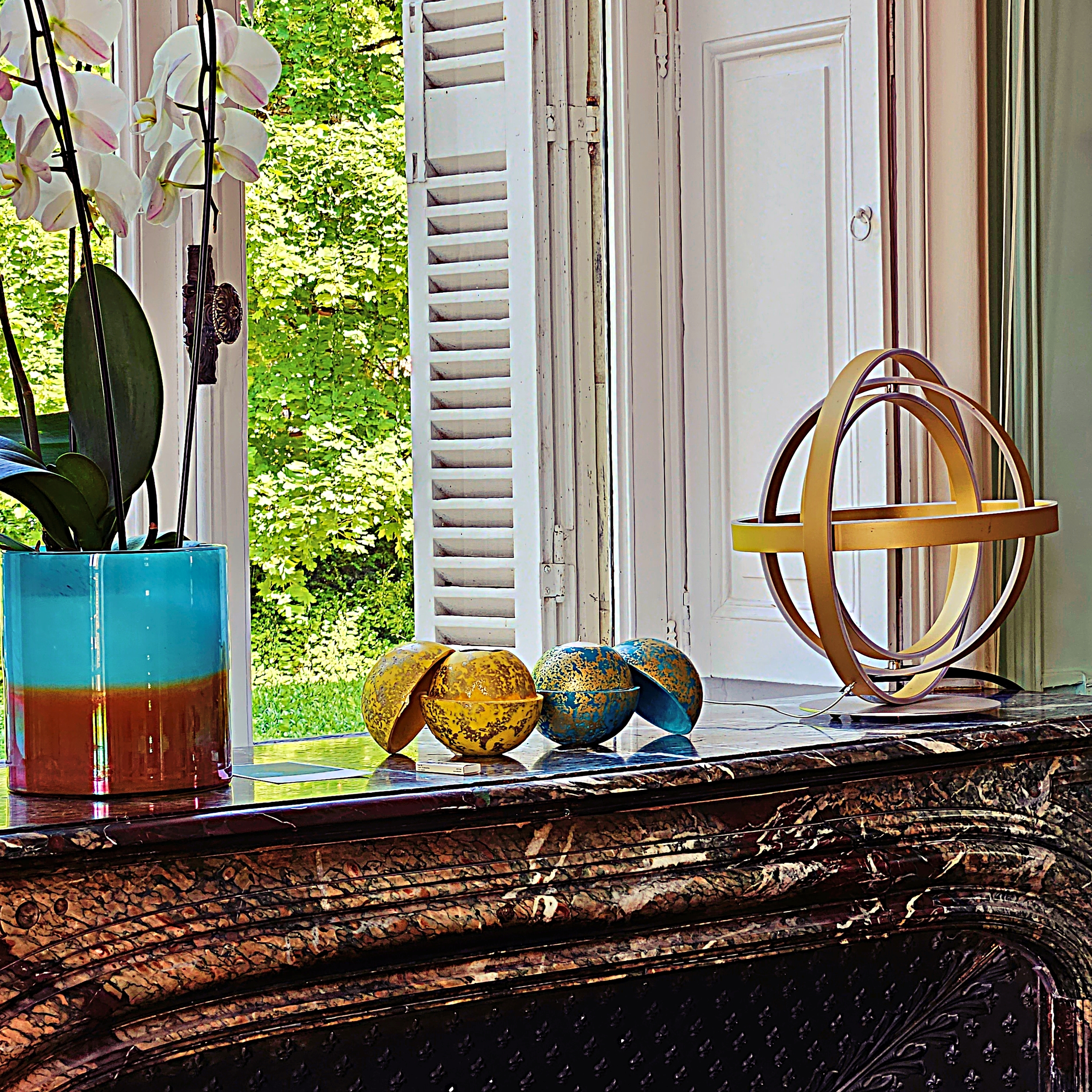 globe jaune indien et bleu canard ponpon curiositas picnic