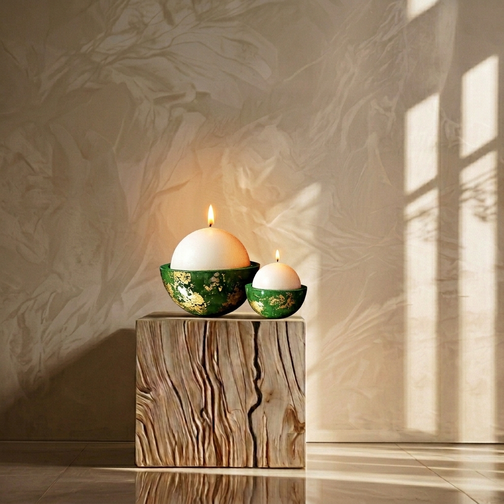 Ambiance fraîcheur avec le globe vert matcha, création originale de PonPon Curiositas 