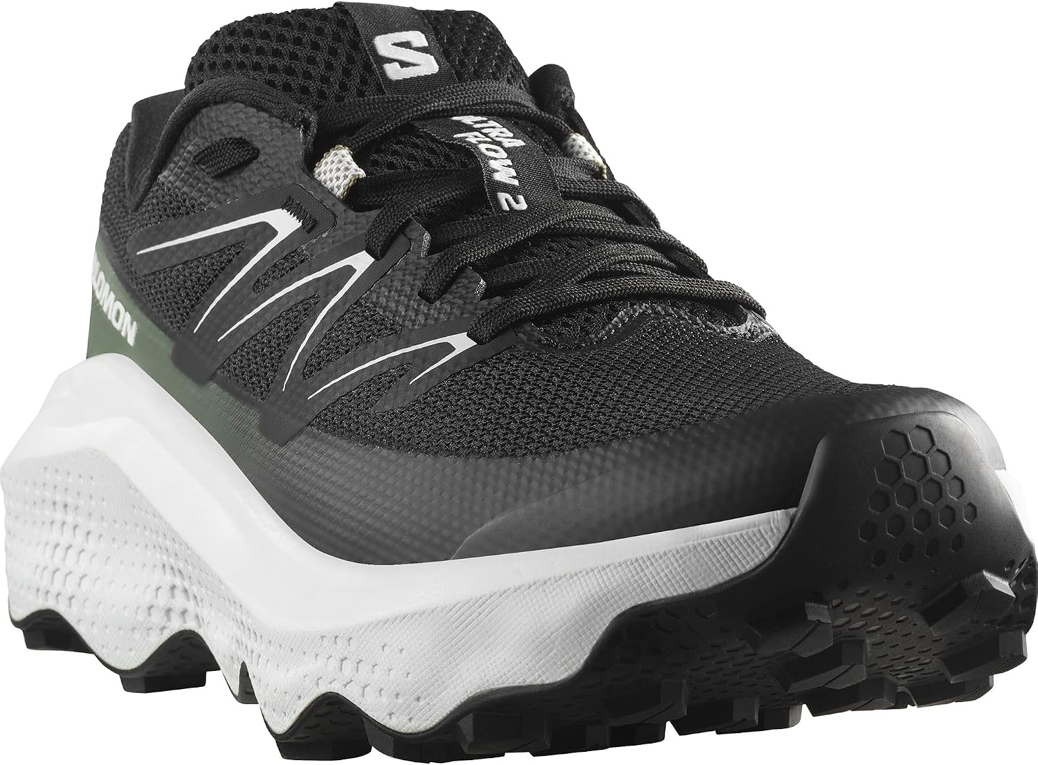 Salomon Ultra Flow Chaussures de randonnée, Homme 45 1/3 EU V2 Black White Agave Green 3