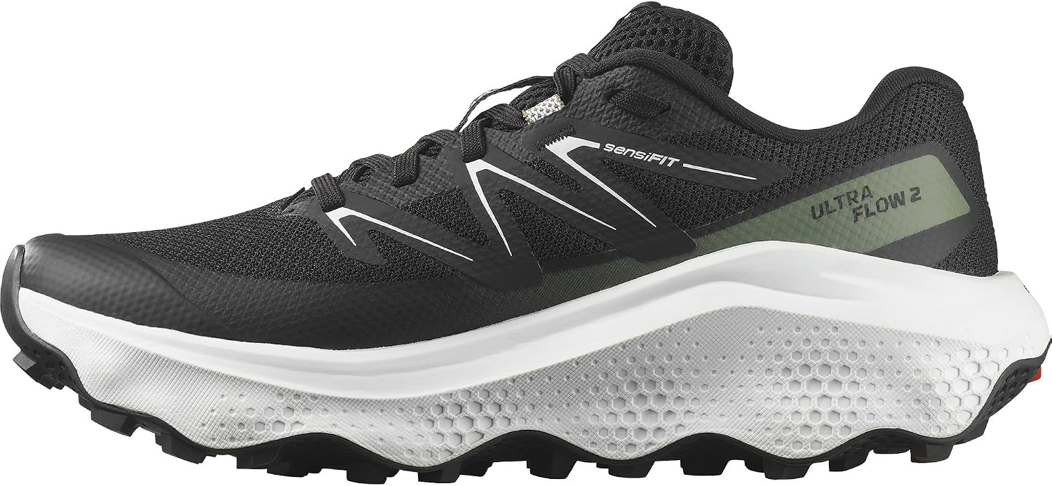 Salomon Ultra Flow Chaussures de randonnée, Homme 45 1/3 EU V2 Black White Agave Green 6