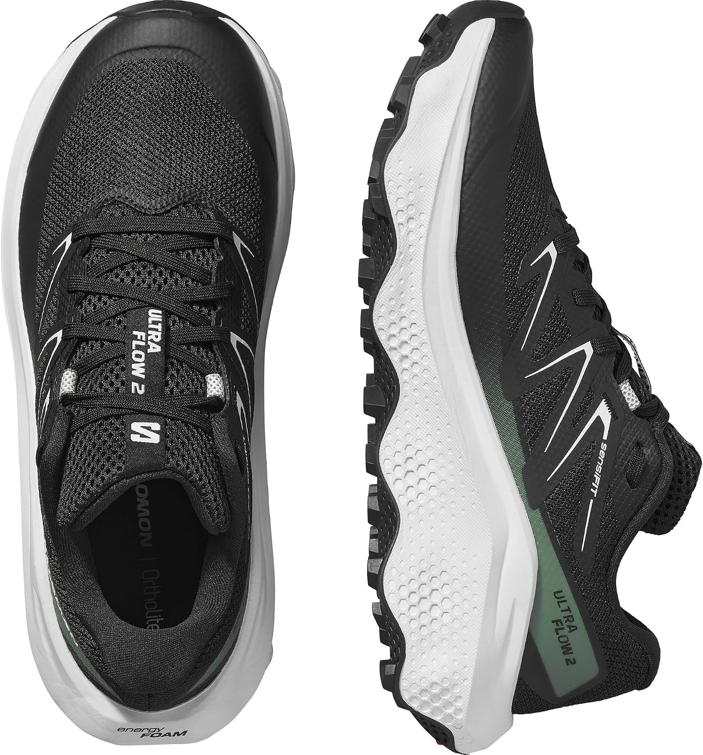 Salomon Ultra Flow Chaussures de randonnée, Homme 45 1/3 EU V2 Black White Agave Green 7