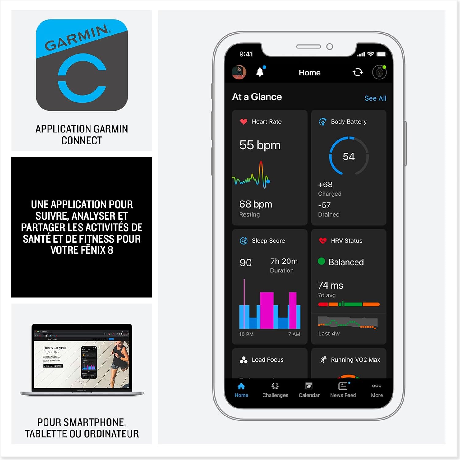 Garmin fēnix 8, Montre GPS Multisports AMOLED, Acier Grey/Noir, 47mm Graphite 47mm AMOLED 6
