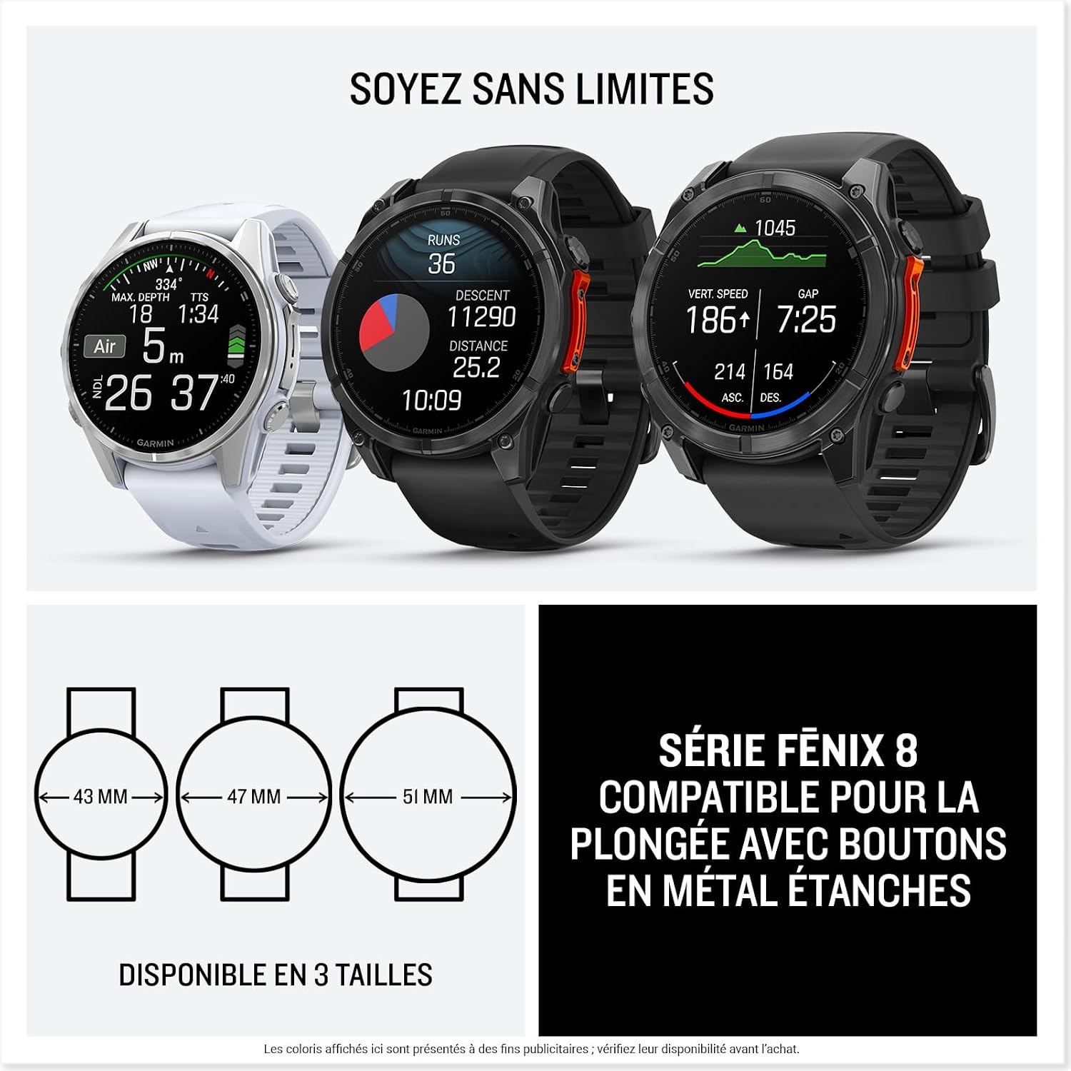 Garmin fēnix 8, Montre GPS Multisports AMOLED, Acier Grey/Noir, 47mm Graphite 47mm AMOLED 8