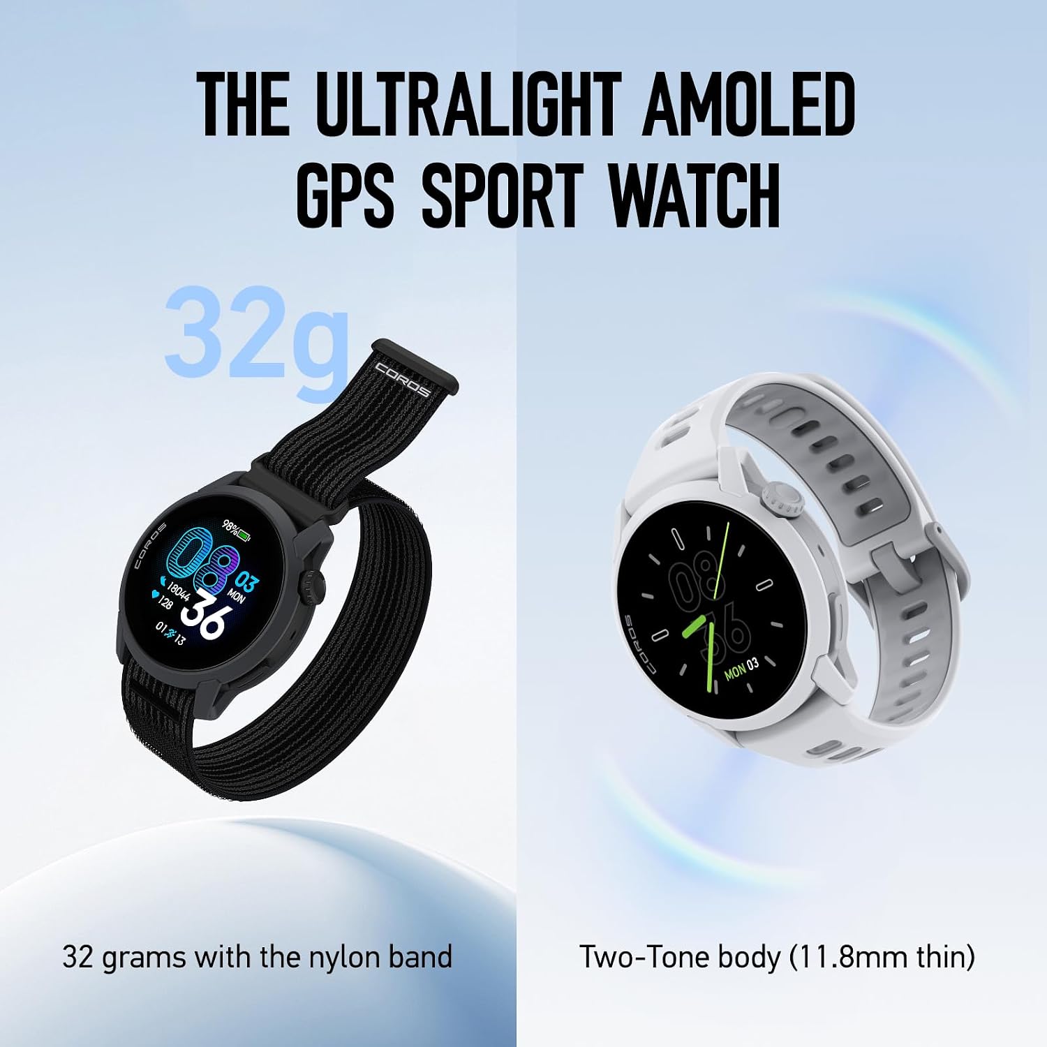 COROS Pace 4 Montre Sport Ultralégère- Noir Silicone, Standard Noir Silicone Standard 2