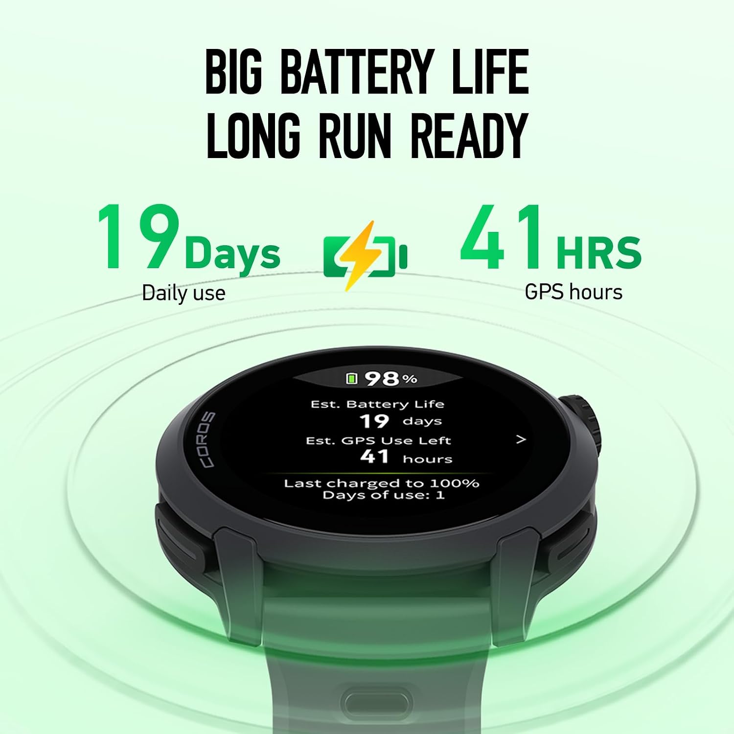 COROS Pace 4 Montre Sport Ultralégère- Noir Silicone, Standard Noir Silicone Standard 4