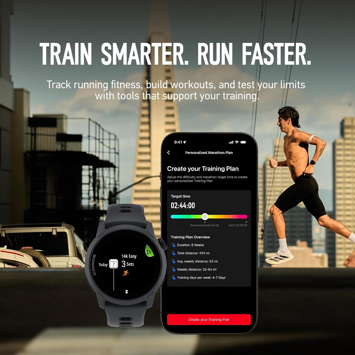 COROS Pace 4 Montre Sport Ultralégère- Noir Silicone, Standard Noir Silicone Standard 6