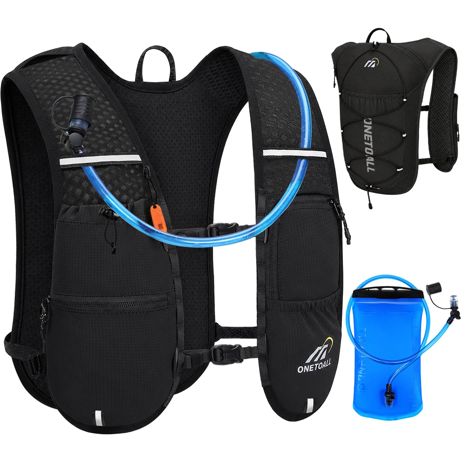 Gilet Hydratation Running Femme avec Flasque Running de 500 ML/Poche à Eau de 2L, Sac Hydratation Running Homme Léger 6L, Gil