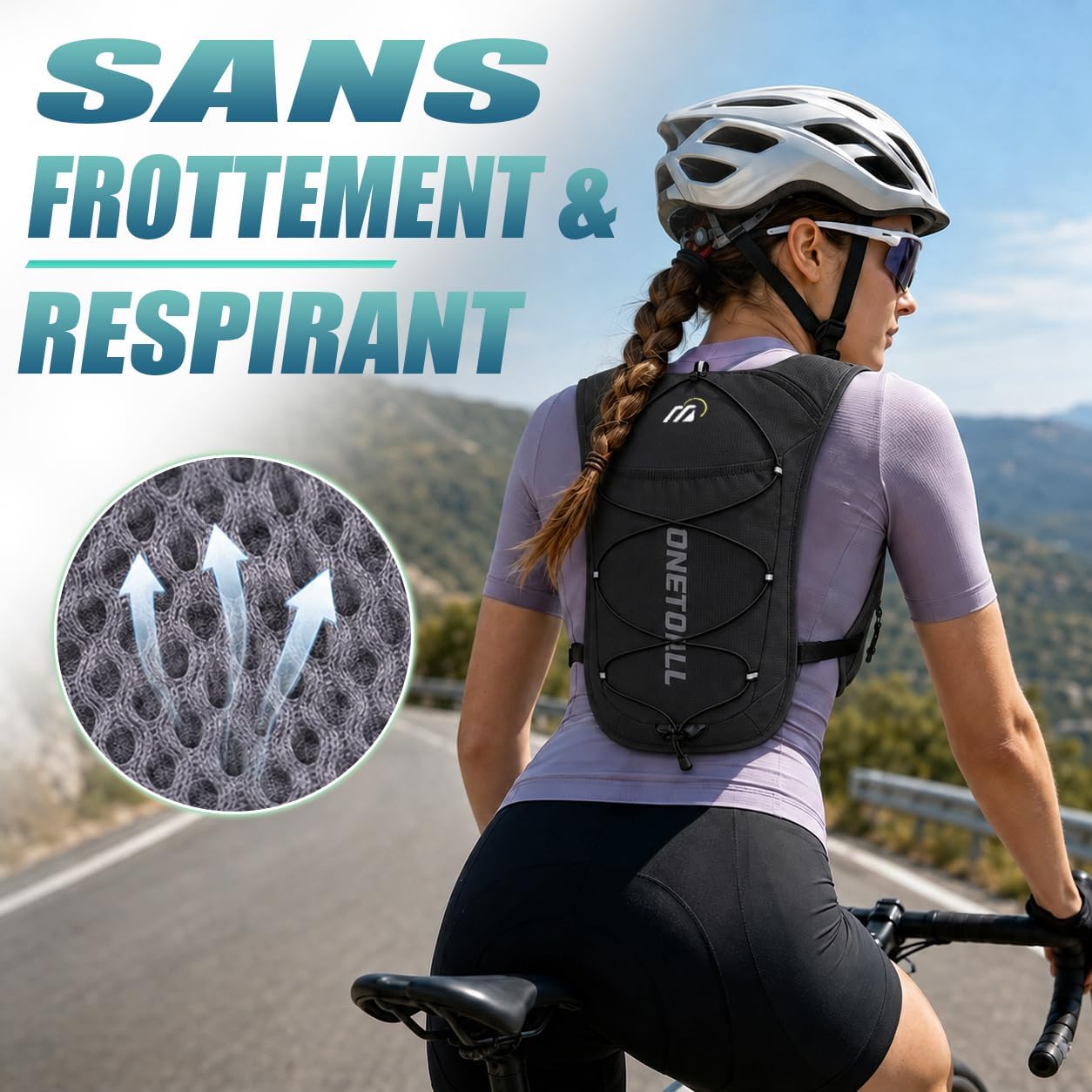 Gilet Hydratation Running Femme avec Flasque Running de 500 ML/Poche à Eau de 2L, Sac Hydratation Running Homme Léger 6L, G 2