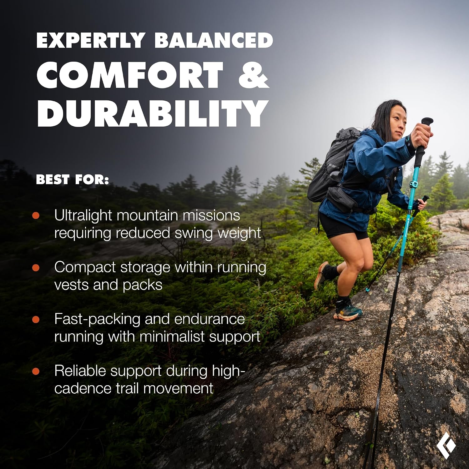 Black Diamond Distance Carbon Z - Bâtons Trail Ciel du désert (pliage en fibre de carbone Z) 125 cm 5