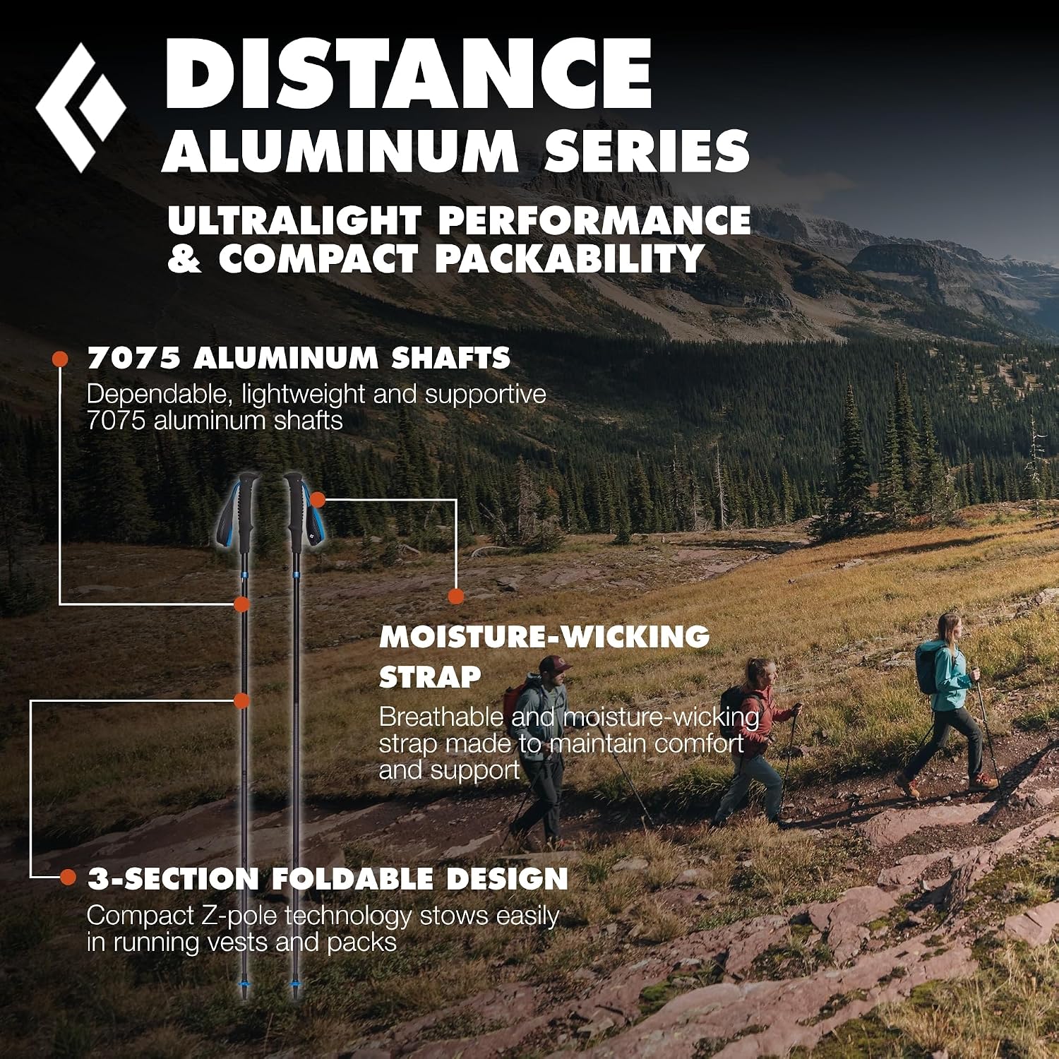 Black Diamond Distance Z Poles Bâtons de Trail, de randonnée, de Trekking Mixte 100 cm Gris étain 2