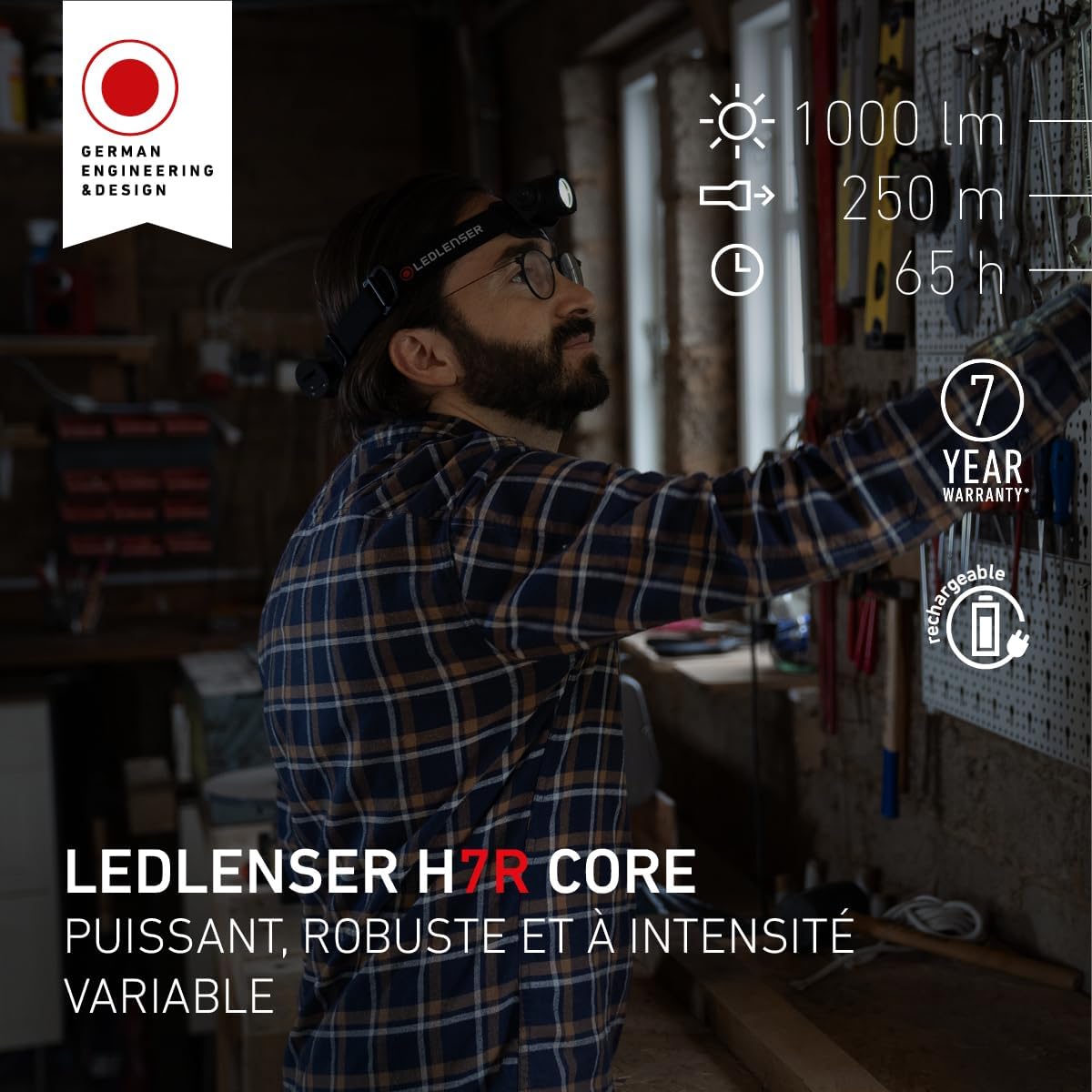 Ledlenser H7R Core Lampe frontale rechargeable, 1000lm, 250m, étanche IP68 2