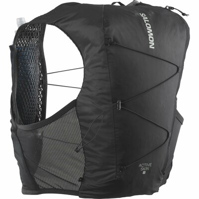 Salomon Active Skin 8 Gilet d'hydratation Trail Running Randonnée Vélo Unisexe avec flasques d'hydratation incluses V0 Black