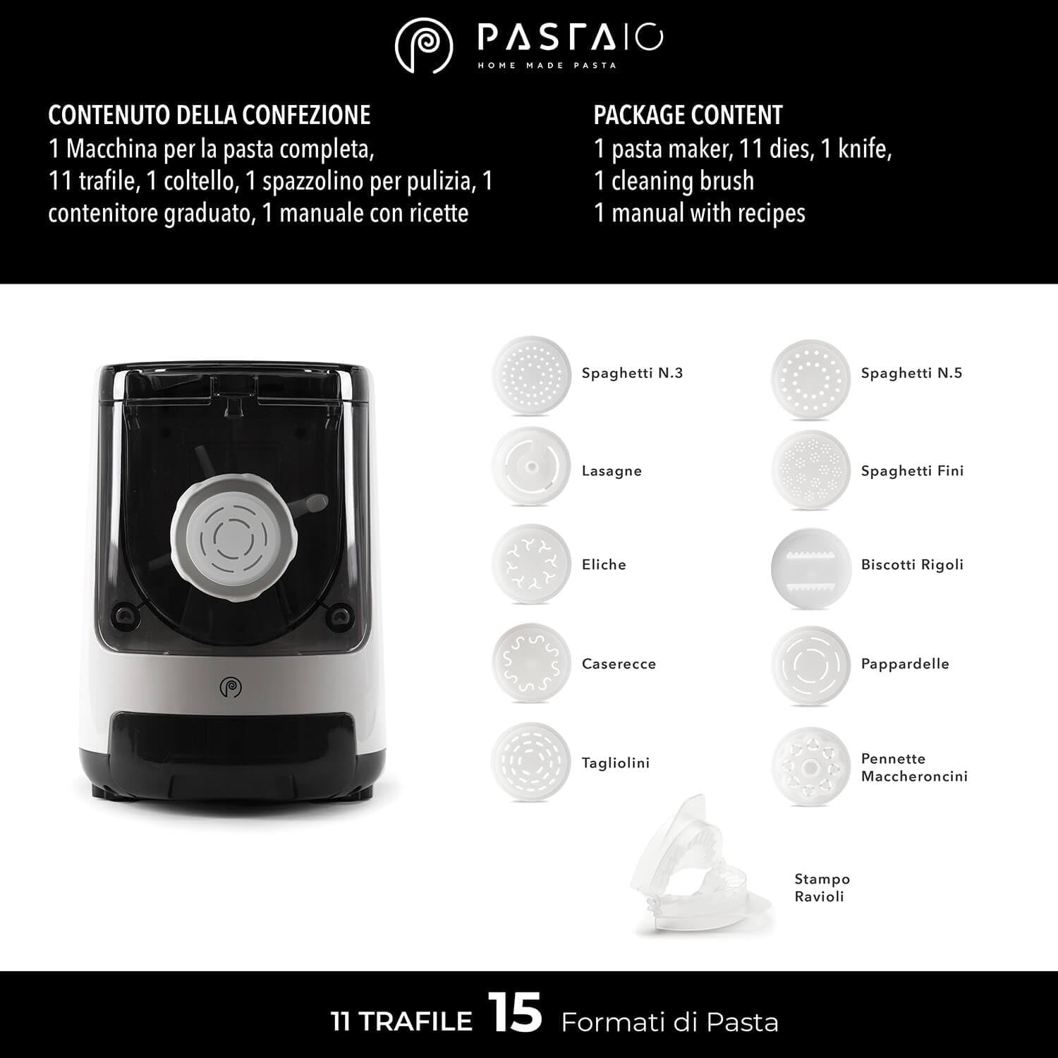 Pastaio 11 matrices, machine à pâtes automatique, vue 2
