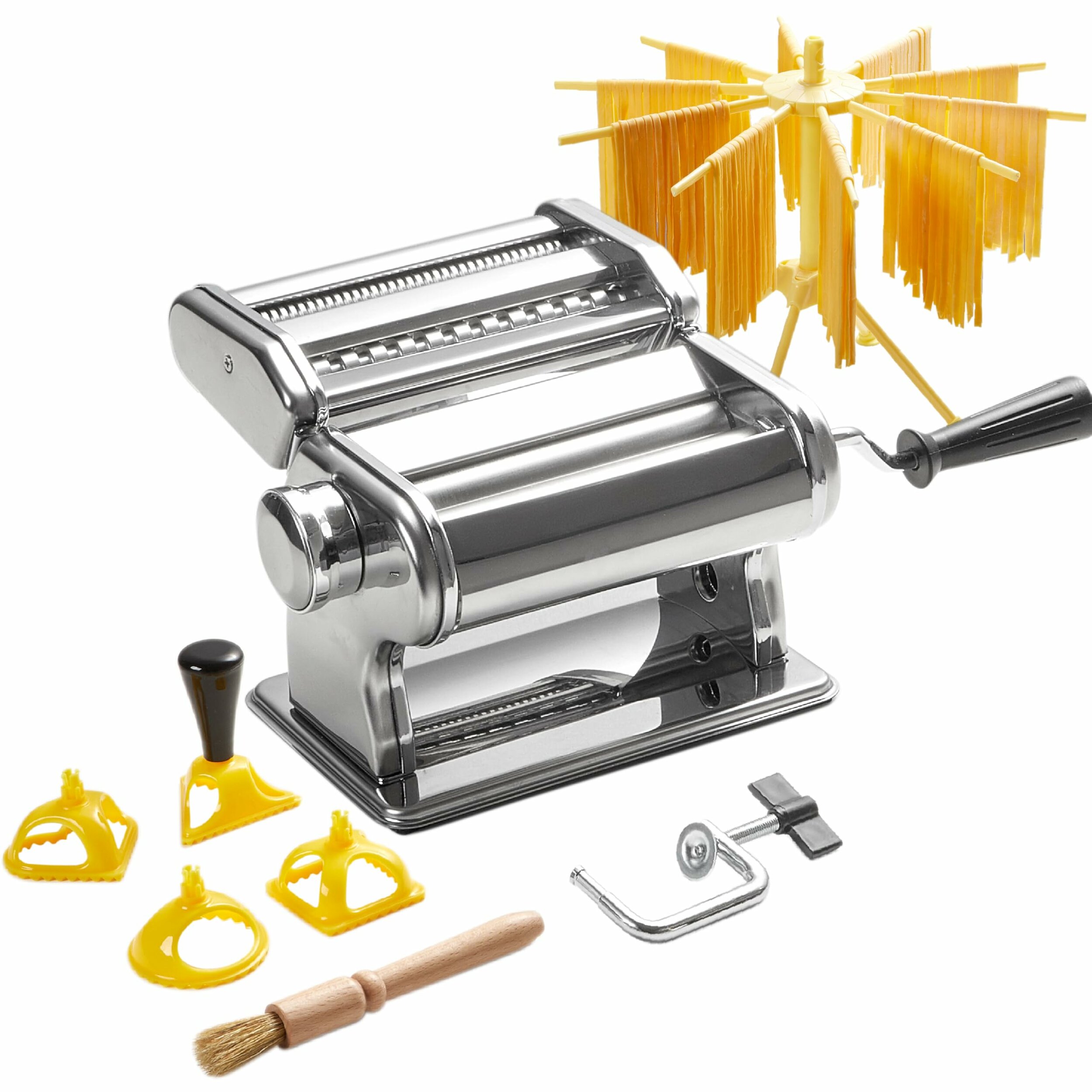 Machine à pâtes manuelle Rossetto en inox avec séchoir et emporte-pièces