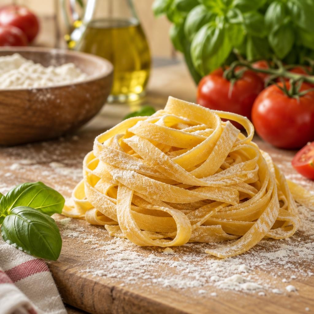Nid de tagliatelles fraîches farinées