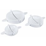 Trois presses à raviolis Metaltex blanches de tailles différentes