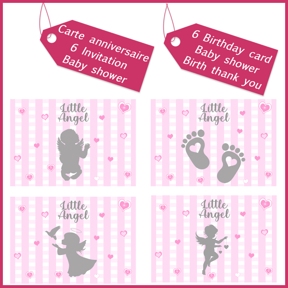 1 Birthday cards baby shower pink girl