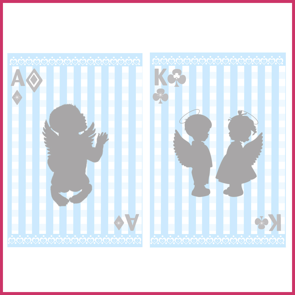 4 playing cards baby shower BLUE BOY