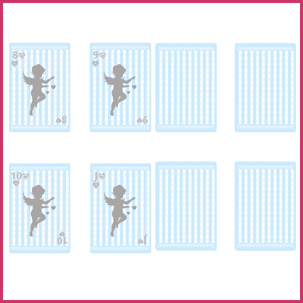7 playing cards baby shower BLUE BOY