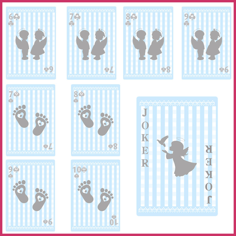 8 playing cards baby shower BLUE BOY