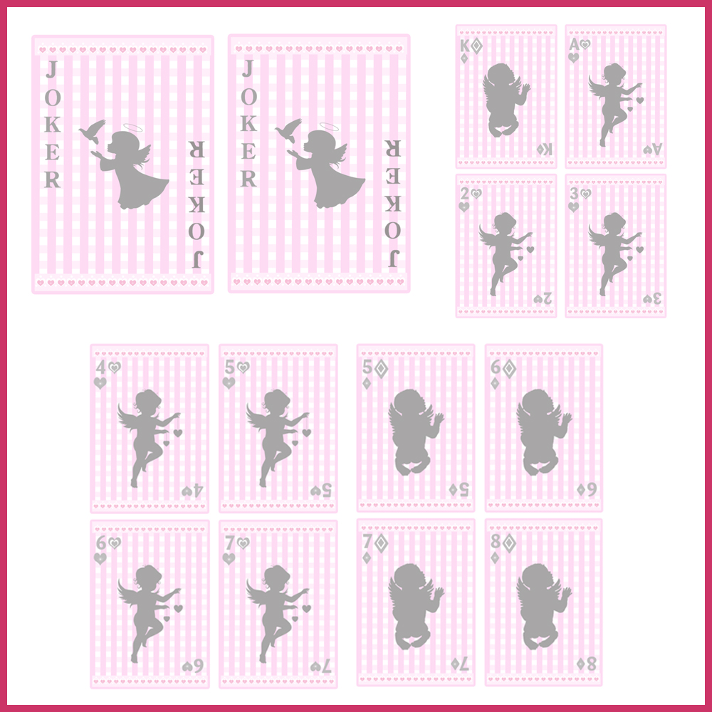 10 playing cards baby shower pink girl