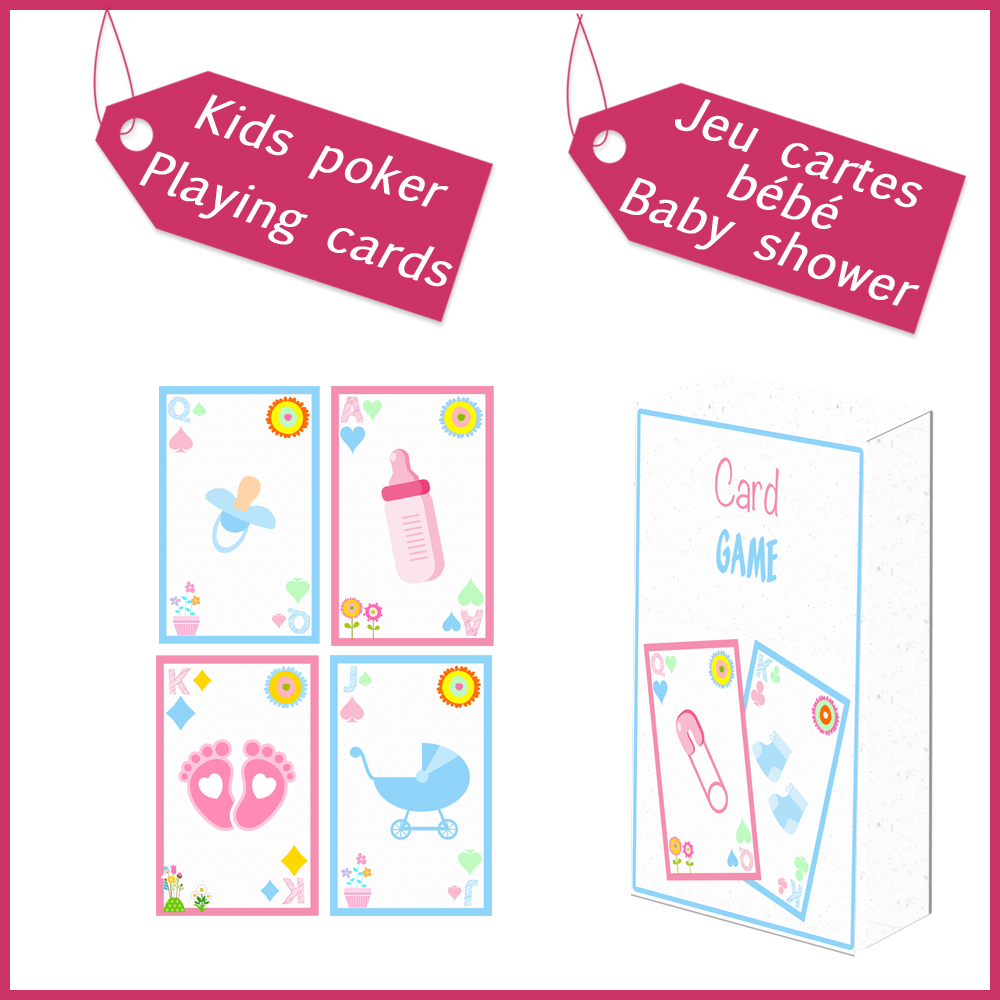 1 playing cards baby shower kids poker GIRL BOY