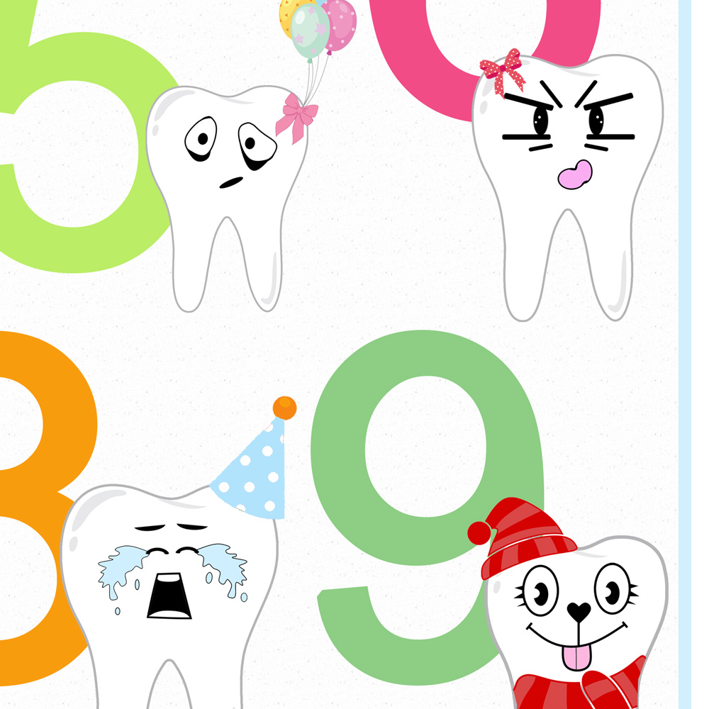 8 Affiche chiifre enfants avec dents