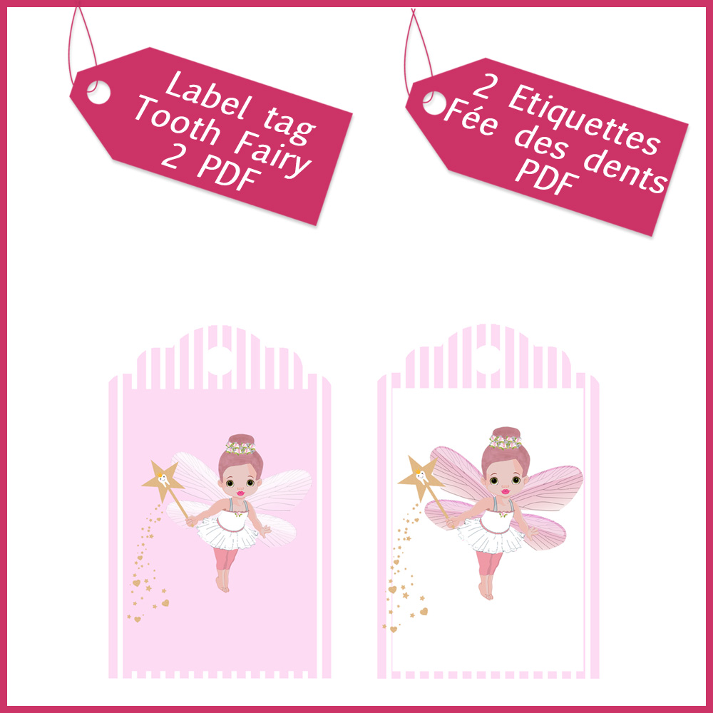 1 etiquette Tag tooth fairy rose