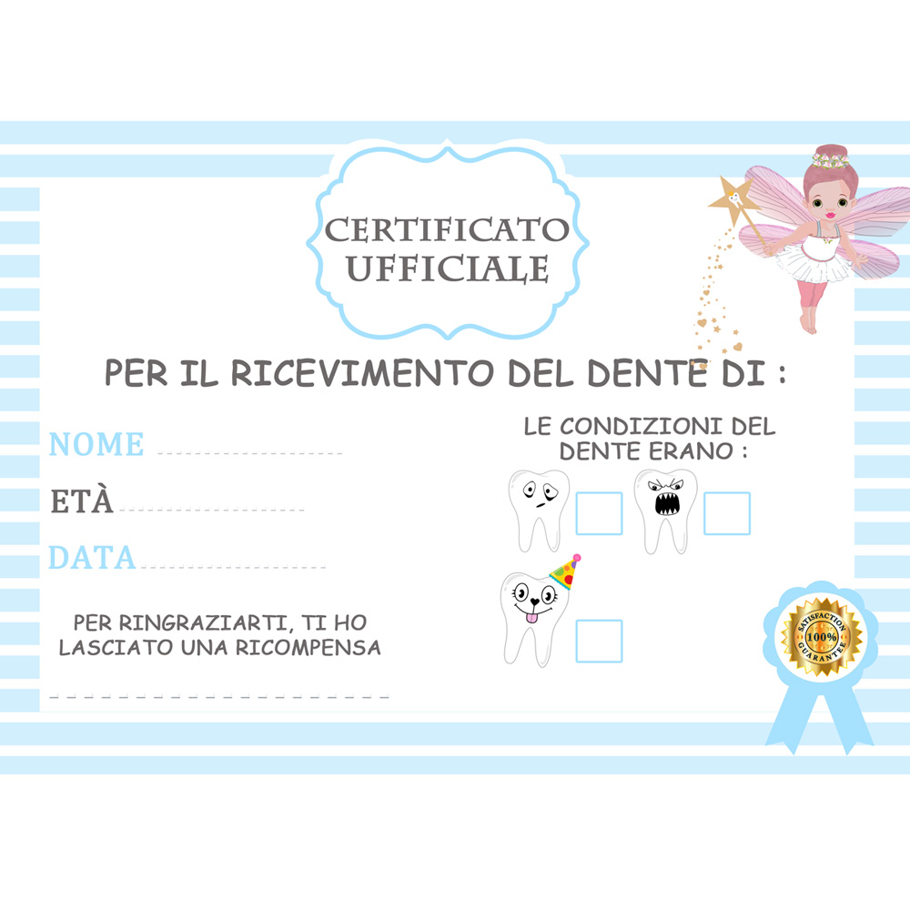 2 Certificato  ufficiale  dei denti tooth fairy