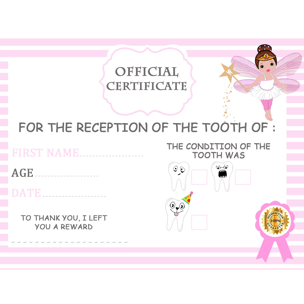 2 Teeth certificate children boy girl