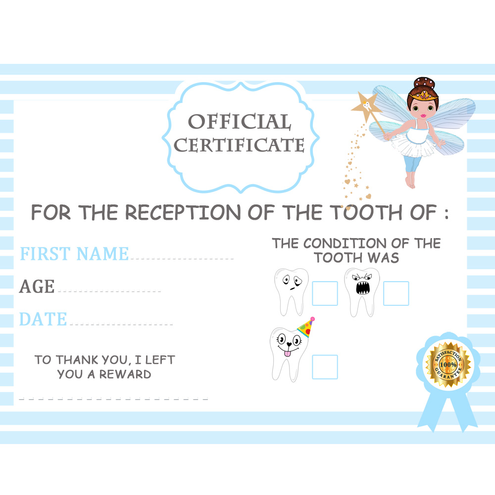 2 Teeth certificate children boy girl