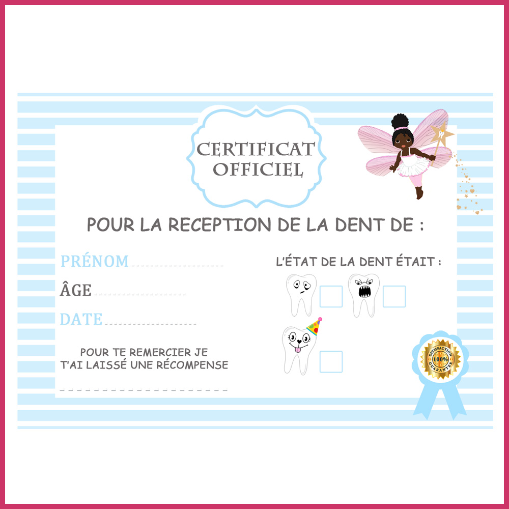 2 Certificats perte dents enfants africain