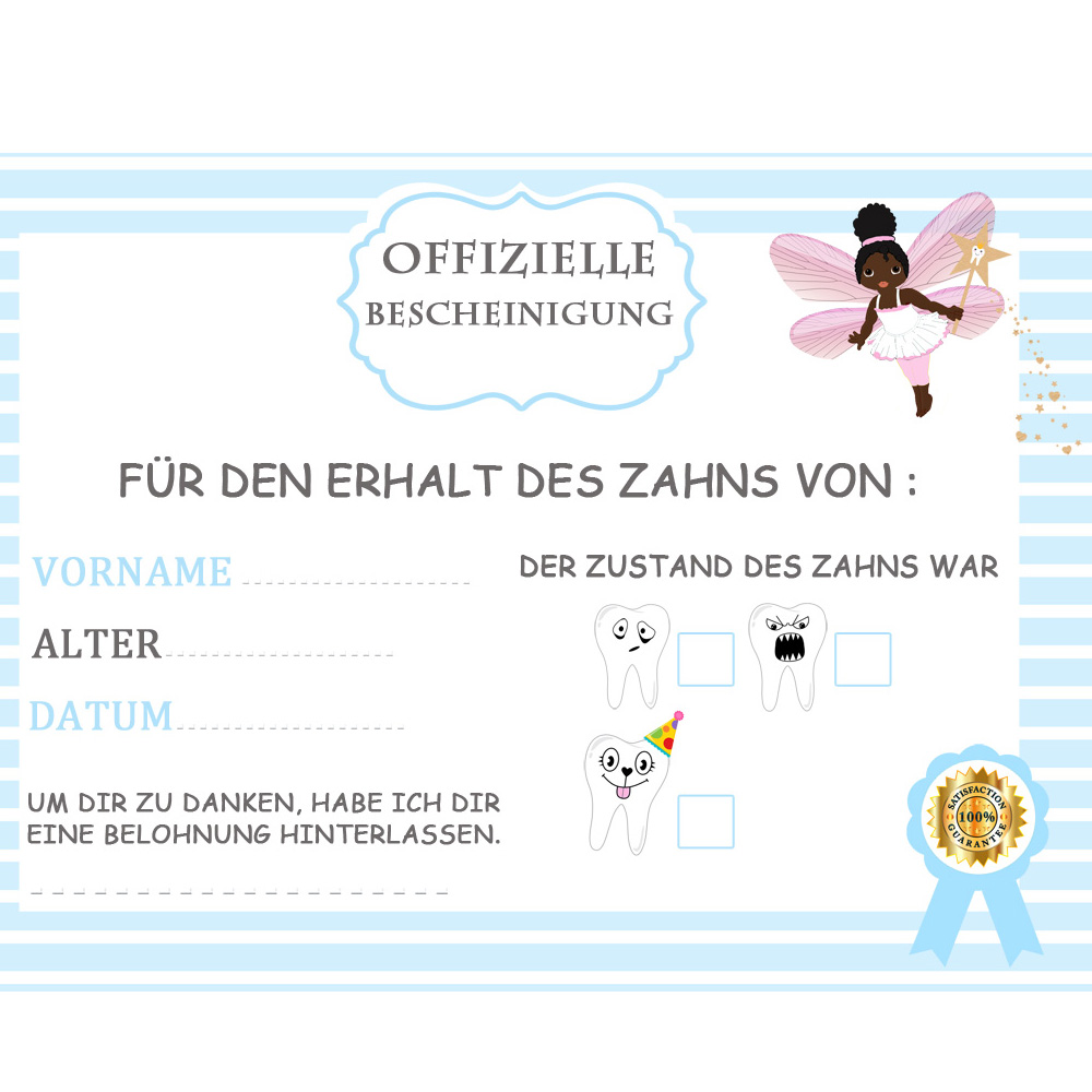 2 Teeth certificate africaine children boy girl