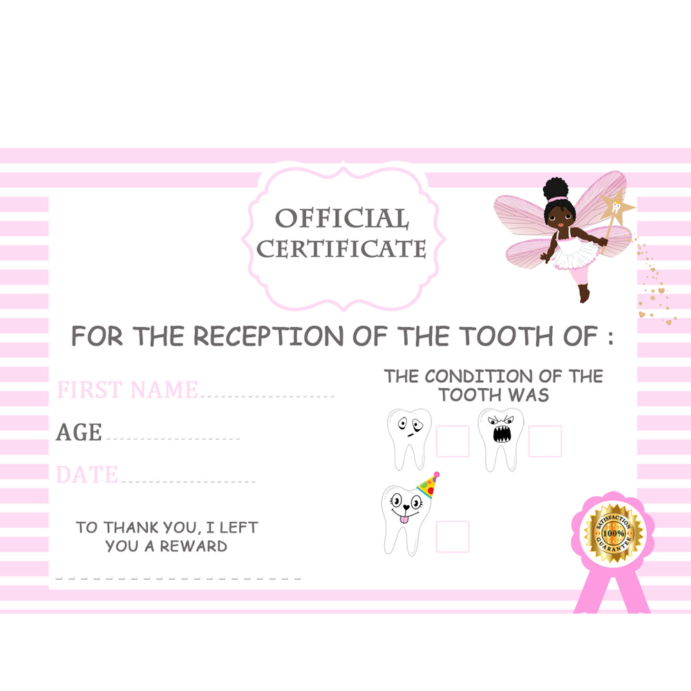 2 Teeth certificate africaine children boy girl