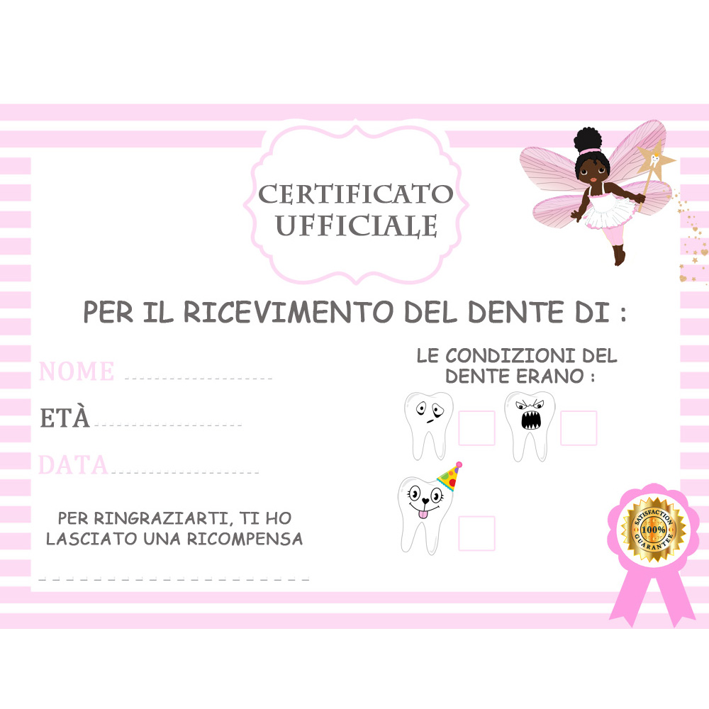 2 Certificato  ufficiale  dei denti Afro