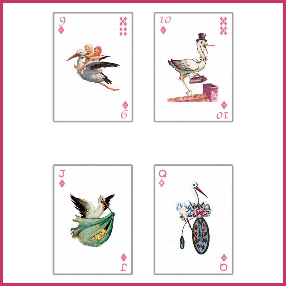 4 playing cards baby shower swan kids poker