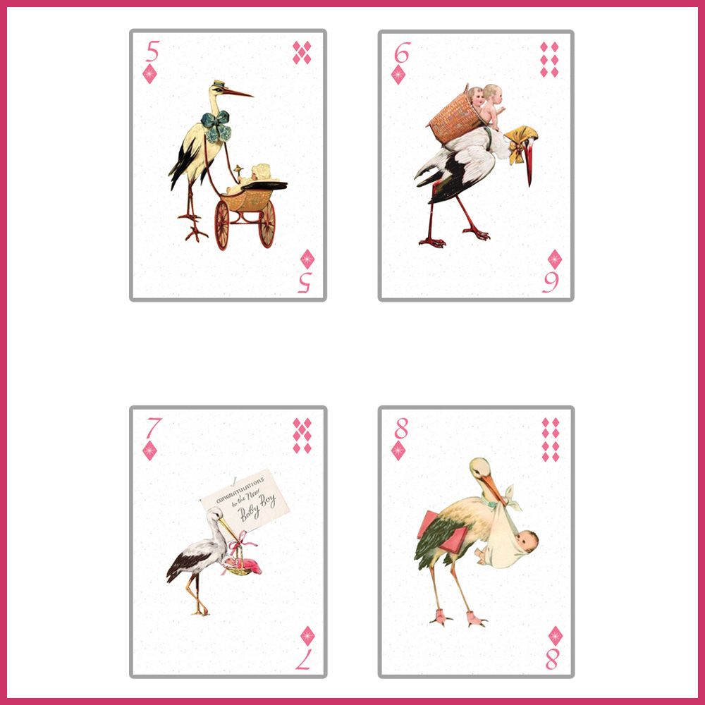 3 playing cards baby shower swan kids poker