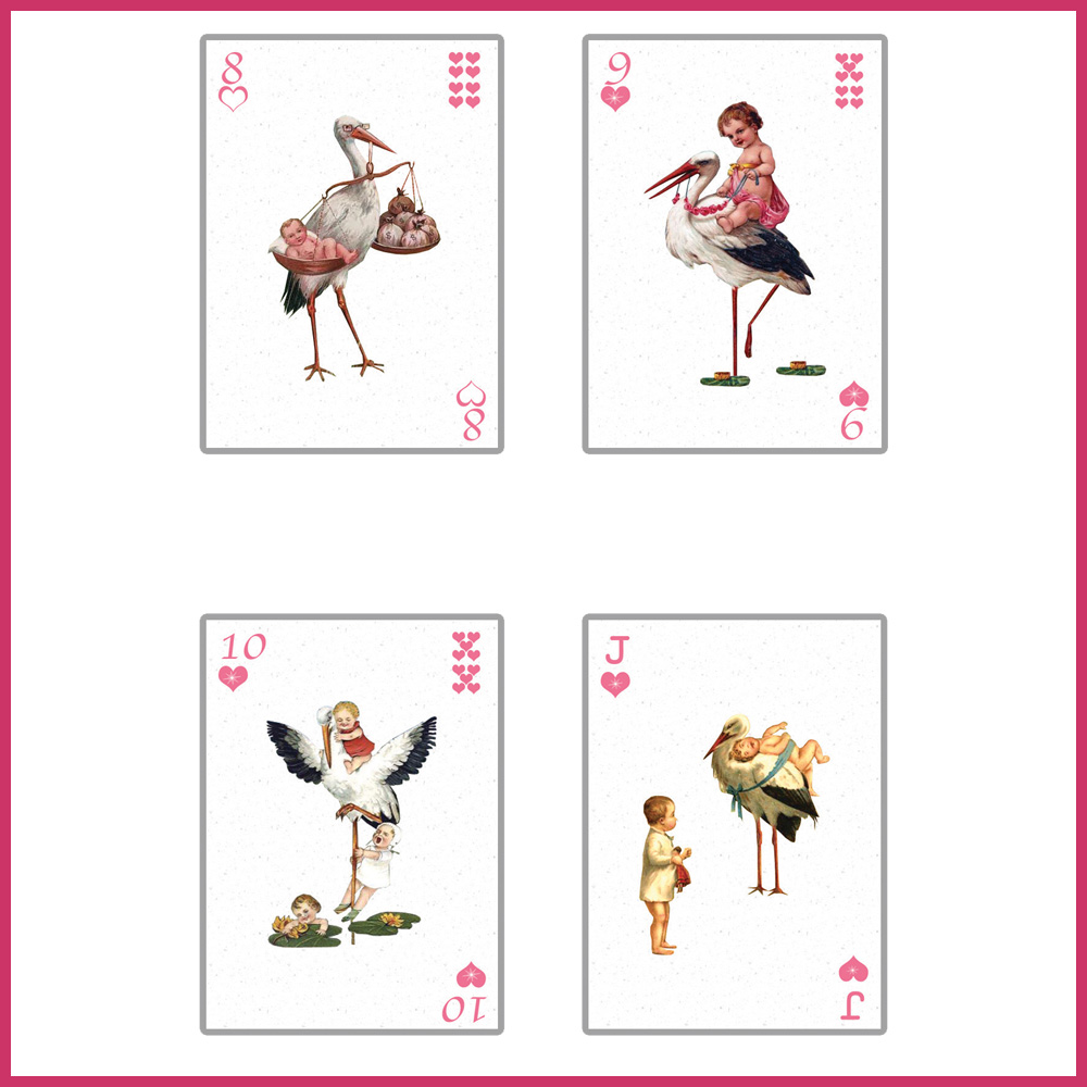 9 playing cards baby shower swan kids poker