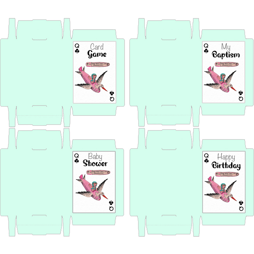 7 playing cards baby shower swan kids poker