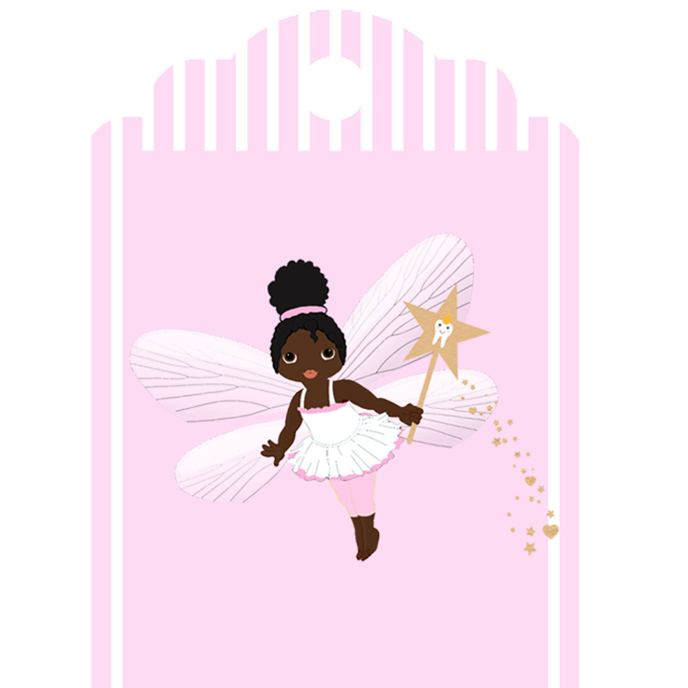 2 etiquette Tag tooth fairy Afro pink