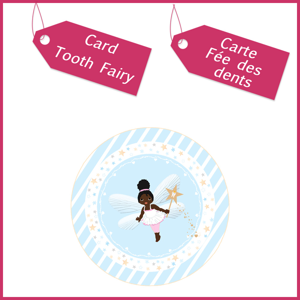 1 Carte tooth fairy afro blue
